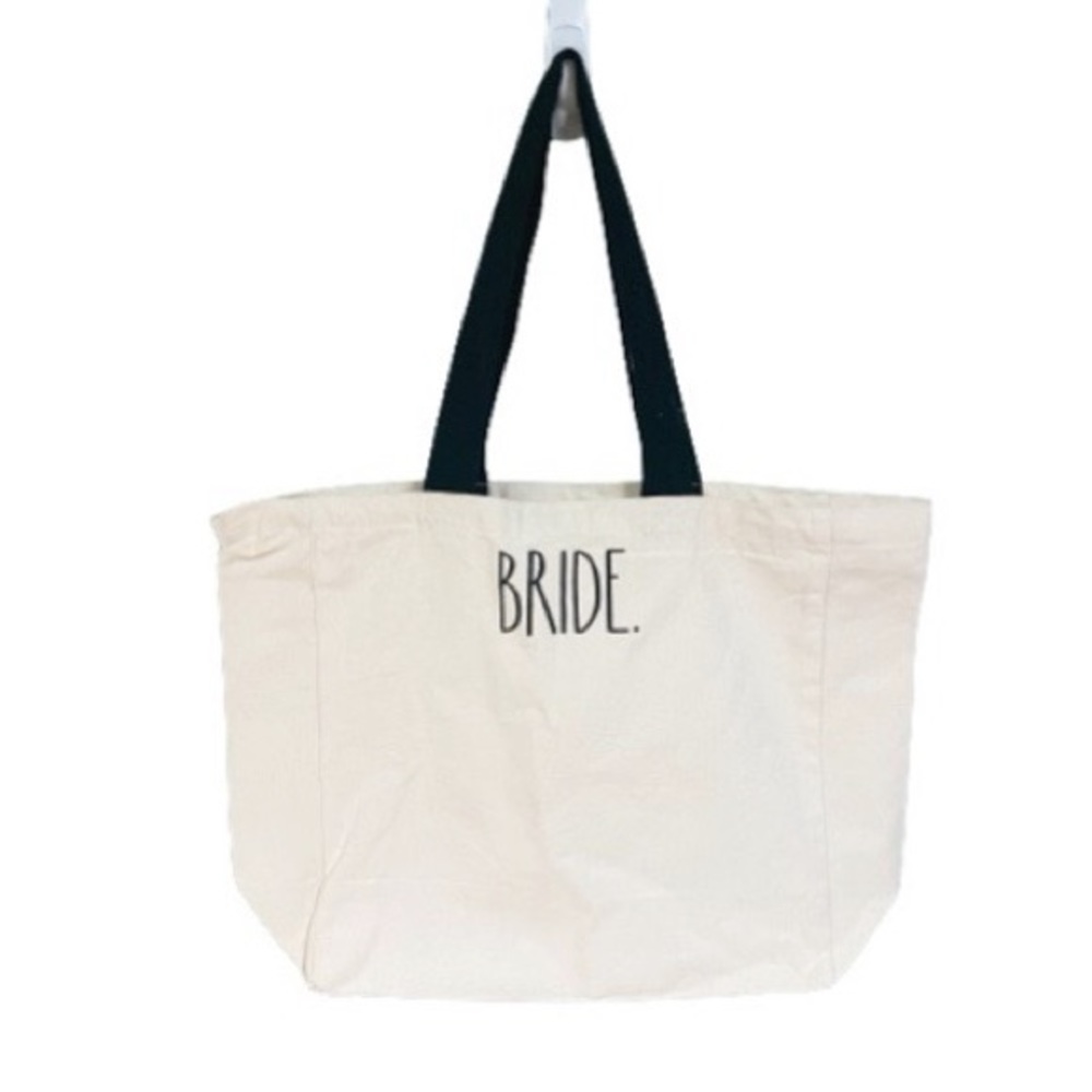 NWOT Rae Dunn Cream & Black “Bride” Fabric Canvas Honeymoon Bridal Tote